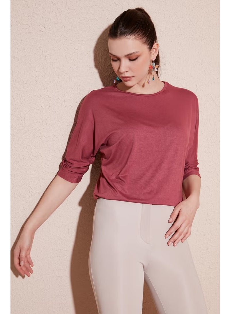 Lela Crew Neck Three Quarter Sleeve Blouse Women's Blouse 5861416Y - Image 1